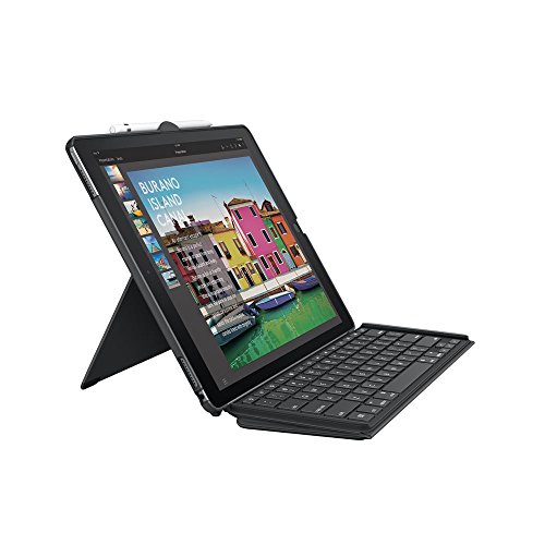 Logitech Slim Combo Funda para iPad, iPad Pro 12,9 Pulgadas, 1.ª/2.ª Generación Modelos: A1584, A1652, A1670, A1671, A1821, Teclas Retroiluminadas, Smart Conector, Disposición QWERTY Español , Negro