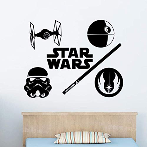 Logo Star Wars Wall Decal Jedi Order Tie Figh Stormtrooper Vinyl Sticker Decal Dormitorio Niños Famosos Carteles De Películas Clásicas42X53Cm