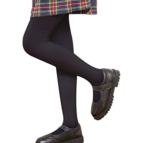 LOLANTA Pantalones de invierno para niñas Leggings cálidos Medias opacas de vellón grueso (negro, 6-8 años)