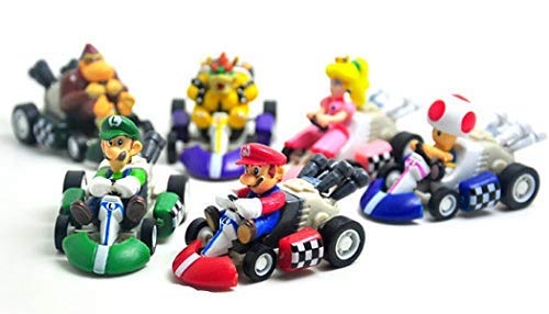 LoneFox Conjunto de 6 Personajes de Super Mario Bros Figura de acción Juguetes Modelo muñecas Decoraciones de Pastel 5 CM