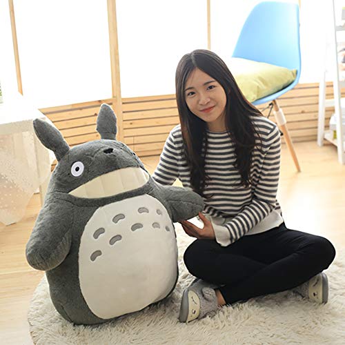 LONG-M 30-70Cm Kawaii Mi Vecino Totoro Juguetes de Peluche Suave Personaje de Anime Totoro Muñeca con Hoja de Dientes Juguetes para Niños,55cm