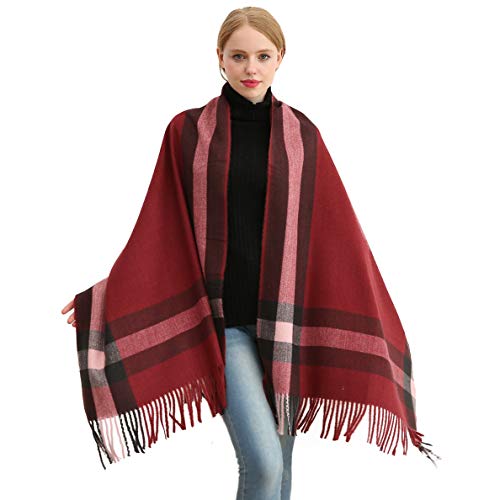 Longwu Bufanda de lana de cachemira suave para mujer Manta y envoltura de pashmina grande Manta de estola cálida Vino rojo* Longwu Bufanda de lana de cachemira suave para mujer Manta y envoltura de pashmina grande Manta de estola cálida Vino rojo*