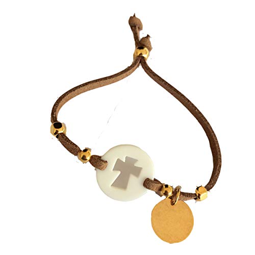 Lote 10 pulseras antelina con cruz para comunion/bautizo, PERSONALIZADA con texto que quieras (Camel, Grande) Lote 10 pulseras antelina con cruz para comunion/bautizo, PERSONALIZADA con texto que quieras (Camel, Grande)