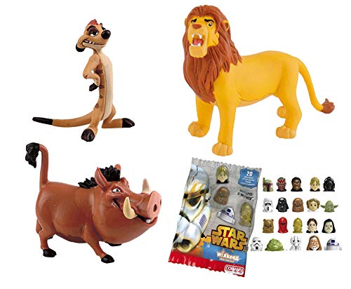 Lote 3 Figuras Comansi EL Rey Leon. Timón - Pumba - Simba Adulto + Regalo