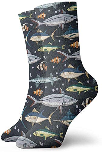 Love girl Calcetines unisex para hombres Patrones de peces de mar Moda Novedad Calcetines deportivos secos Medias 30cm
