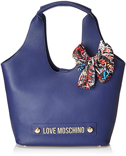 Love Moschino Borsa Bonded Pu, Con asa. para Mujer, Azul (Blu), 14x29x43 centimeters (B x H x T)