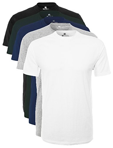 Lower East Camiseta Manga Corta Hombre, Pack de 5, Blanco/Negro/Gris/Azul/Verde, XL