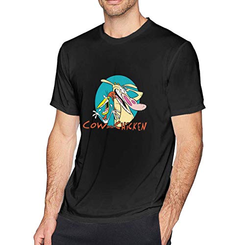ludouqingJ Camisetas y Tops Hombre Polos y Camisas, Men's Cotton T-Shirt Cow and Chic-Ken Fashion Tees Funny Short Sleeve Tees