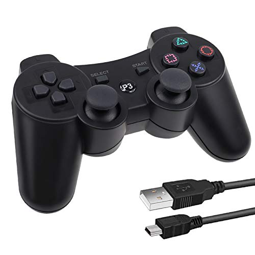 Lunriwis Controlador inalámbrico para PS3 Bluetooth Game Controller Joystick Gamepad Playstation 3 Dual Vibration 6 ejes USB Controller Wireless Joypad