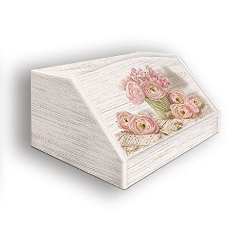 Lupia Caja para Pan, Estilo rústico, diseño de Cartas románticas, Madera, 30 x 40 x 20 cm