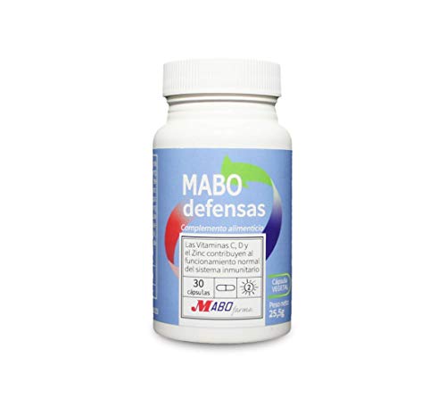 MABO Defensas 30 caps. - Contribuye al aumento de las defensas del sistema inmunitario Vitamina C Zinc Vitamina D3 MABO Defensas 30 caps. - Contribuye al aumento de las defensas del sistema inmunitario Vitamina C Zinc Vitamina D3