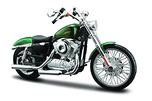 Maisto 532335 Harley Davidson '13 XL 1200V Seventy-Two: Modelo de Moto 1:12, Horquilla y Caballete Lateral móvil, 20 cm, Color Verde Mate