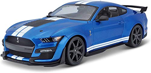 Maisto Mustang Shelby GT500 '20 - Maqueta de Coche a Escala 1:18, Puertas, Maletero y capó Que se Abre, orientable, 34 cm, Color Azul (531388)