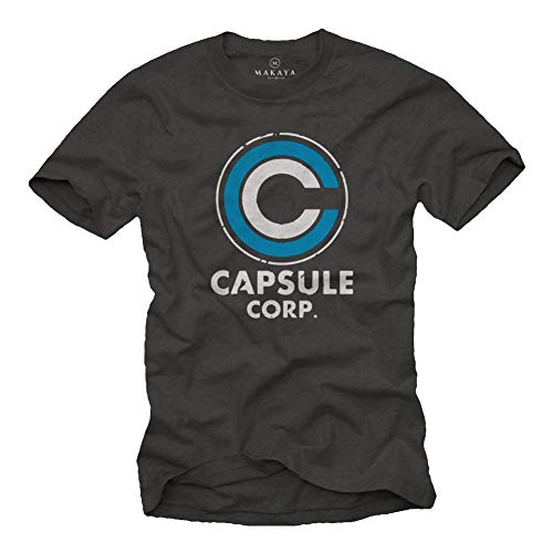 MAKAYA Camiseta para Hombre - Capsule Corp Goku Anime Dragon Manga Gris Talla M MAKAYA Camiseta para Hombre - Capsule Corp Goku Anime Dragon Manga Gris Talla M