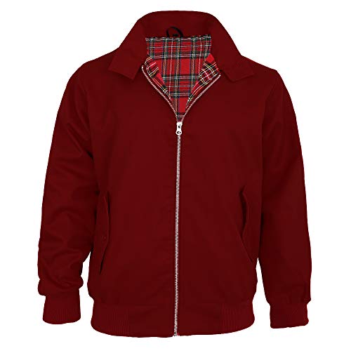 Malaika Harrington - Chaqueta clásica para hombre, estilo retro, de los años 70, chaqueta bómber, de moda de los años 70 (de talla XS a XXXXXL) Rojo Vino M