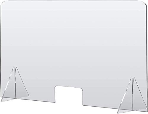 Mampara Metacrilato Mostrador Mampara para Oficinas Mesa Protección Sobremesa Transparente Estable Portátil Con Ventanilla Para puestos de Atención al cliente Envío Rápido (80x120)
