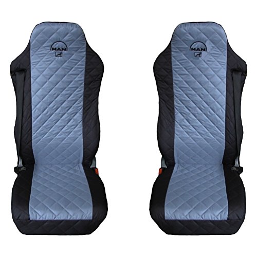 MAN TGA, TGL, TGM, TGS y TGX Fundas para asientos de camión, 2 unidades, color negro y gris MAN TGA, TGL, TGM, TGS y TGX Fundas para asientos de camión, 2 unidades, color negro y gris