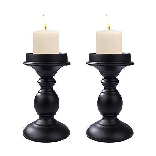 MaoXinTek Pilar Candelabro Portavelas Sostenedor de Hierro Tallado Retro, Decoración para Mesa Bodas Parte y Cenas Centros, San Valentín, Navidad, Halloween (Negro, 2 Piezas) MaoXinTek Pilar Candelabro Portavelas Sostenedor de Hierro Tallado Retro, Decoración para Mesa Bodas Parte y Cenas Centros, San Valentín, Navidad, Halloween (Negro, 2 Piezas)