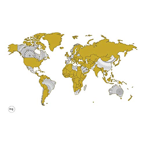 Mapa mundi rascar en diseño mandala blanco y dorado - Mandala Maps - Mapa para marcar viajes - Mapa rascar