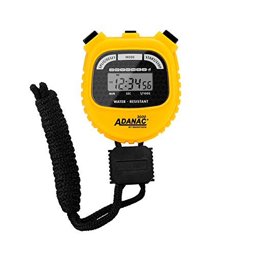 Marathon Adanac 3000 - Cronómetro digital con pantalla extra grande y botones, resistente al agua, color amarillo Marathon Adanac 3000 - Cronómetro digital con pantalla extra grande y botones, resistente al agua, color amarillo