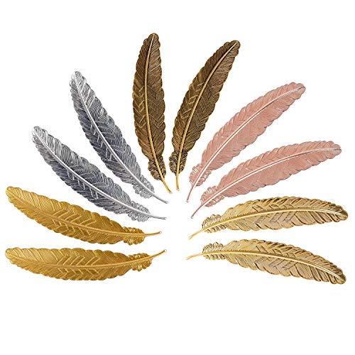 Marcador de Libro de Metal en Forma de Pluma Simple Elegante Marcapáginas de Metalde Ideal Regalo para Adultos, Niños, Estudiantes y Escritores (5 Colores) 10 Piezas Marcador de Libro de Metal en Forma de Pluma Simple Elegante Marcapáginas de Metalde Ideal Regalo para Adultos, Niños, Estudiantes y Escritores (5 Colores) 10 Piezas