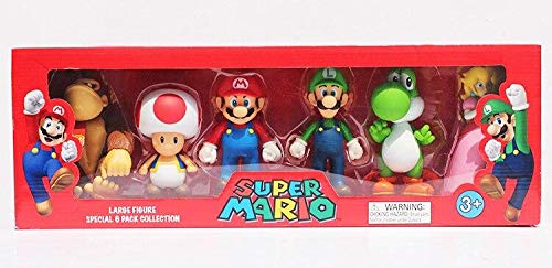 Mario Super Large 6 Figure Box Set, Luigi, Donkey Kong, Yoshi, Toad and Princess