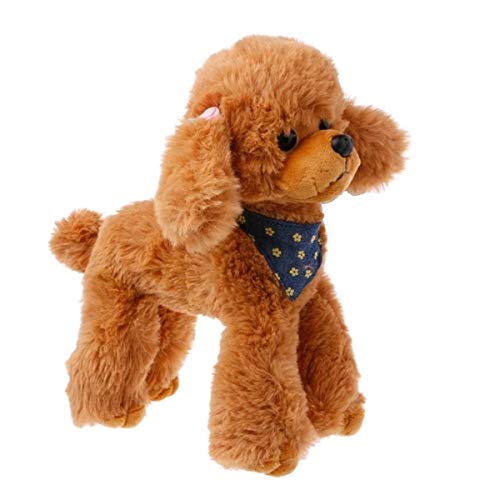Marni's - Peluche Cachorro Perro de Lana (Caniche) - 25cm de Alto - Bonito Perrito Muy Suave con Flores y pañuelo, Cumpleaños o Reyes para niñas