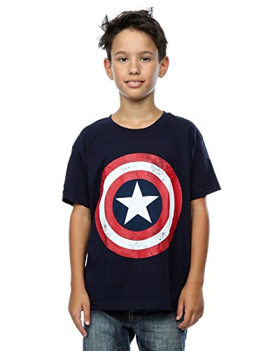 Marvel Boys Capit¨¢n angustiado Shield camiseta 7-8 a?os azul marino