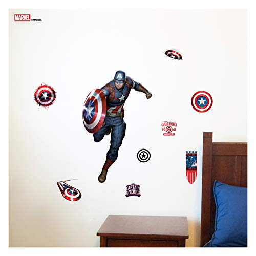 Marvel Captain America & Hulk Vinyl Stickers Augmented Reality Stickers for Kids Rooms - Kids Wall Decals for Bedroom are Easy to Put Up On Wall and Peel Off - Best Bedroom Décor Birthday Gift