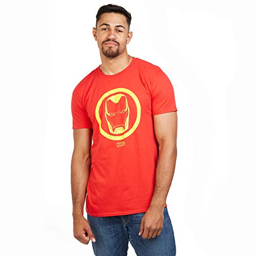 Marvel Iron Man Emblem-Mens T Shirt Med Camiseta, Rojo (Red Red), Medium (Talla del Fabricante: Medium) para Hombre