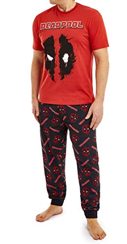 Marvel Pijama Hombre, Pijamas Hombre con Diseño Deadpool, Conjunto Pijama Hombre Algodon Camiseta Manga Corta y Pantalón Largo, Merchandising Oficial Regalos Hombre (XL)