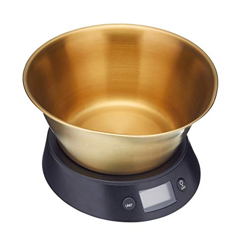 MASTER CLASS Digital Kitchen Scales with Bowl in Gift Box, 5 kg, Stainless Steel, Negro/Latón MASTER CLASS Digital Kitchen Scales with Bowl in Gift Box, 5 kg, Stainless Steel, Negro/Latón