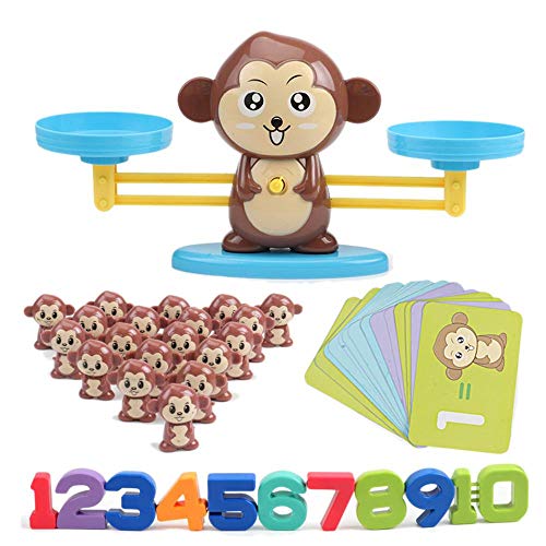 MCalle Monkey Balance Montessori - Báscula para aprender números y cálculos (a partir de 5 años), marrón