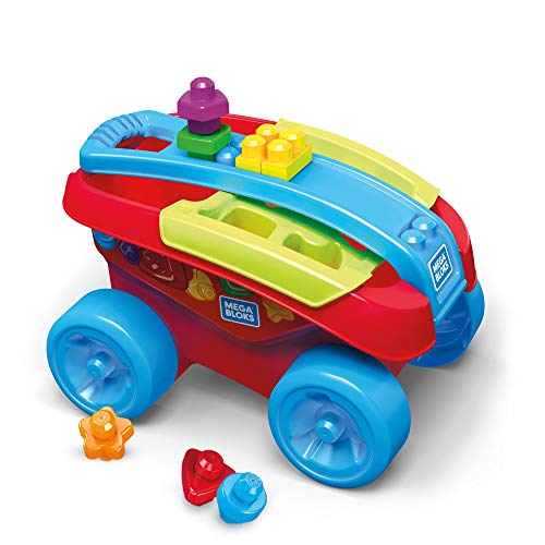 Mega Bloks Carrito Encajabloques, juguete de construcción para bebé +1 año (Mattel FVJ47) , color, modelo surtido
