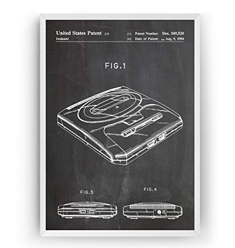 Mega Drive 2 1994 Poster de Patente - Patent Póster Con Diseños Patentes Decoracion de Hogar Inventos Carteles Prints Wall Art Posters Regalos Decor Blueprint - Marco No Incluido