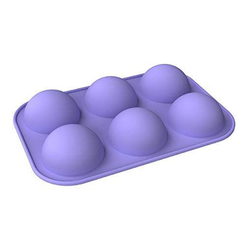 MEIbax (Purple, 1 Unidad) 6 Hole semicírculo Molde de Silicona con Forma de Esfera de Media Bola, Molde de Silicona para Hacer Manualidades, Cake Baking Mould, gelatina, pudín, Chocolate