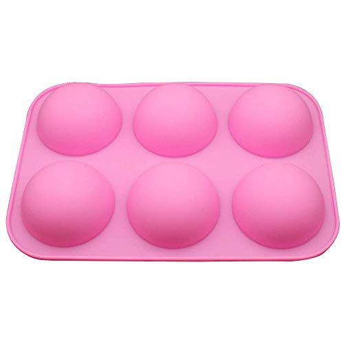 MEIbax Rosa 3PC 6 Hole semicírculo Molde de Silicona para Hacer Manualidades Mold Hot Chocolate Bombs Cake Baking Mould, for Making Chocolate, Cake, Jelly, Dome Mousse