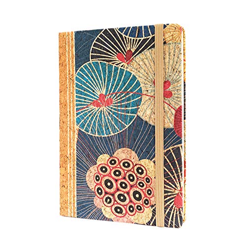 MENKAI cuadernos de viaje -bloc de nota sin fecha -cuaderno de bocetos -libreta de viaje -cuaderno corcho,cierre de goma elastica -color azul,tamano 21cmx14cm pesos 80g