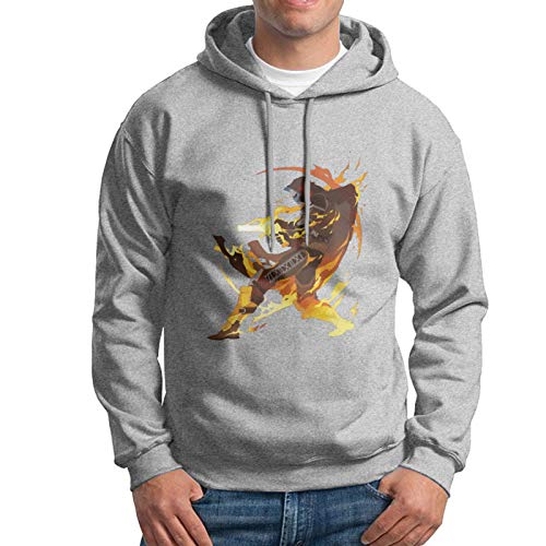 Men's Cotton Pullover Retro Hoodie Sweatshirt Gray Print Des-Tiny (2) Hooded Shirts with Pocket Small