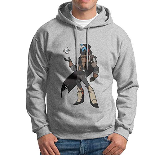 Men's Cotton Pullover Warm Hoodie Sweatshirt Print Des-Tiny 2 Hooded Shirts with Pocket,Gray,XX-Large