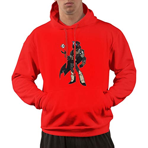 Men's Cotton Pullover Warm Hoodie Sweatshirt Print Des-Tiny 2 Hooded Shirts with Pocket,Red,3X-Large