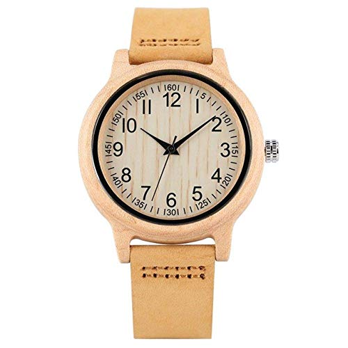 Mens Watches Wooden Watch Natural Bamboo Wooden Watches Ladies Watch Female Precise Scale Wood Wristwatch Slim Leather Band Quartz Watches for Women G