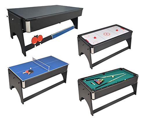 Mesa de juegos 4 en 1 plegable Air Hockey – Ping Pong – Billar con bandeja para comer. Mesa de juegos 4 en 1 plegable Air Hockey – Ping Pong – Billar con bandeja para comer.