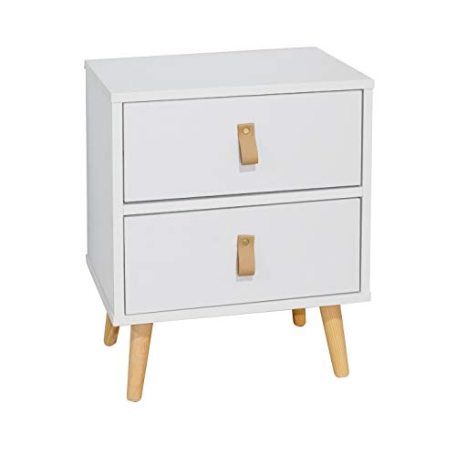 Mesita noche blanca 2 cajones Anzio dormitorio moderna pata madera 50x40x30 cm Mesita noche blanca 2 cajones Anzio dormitorio moderna pata madera 50x40x30 cm