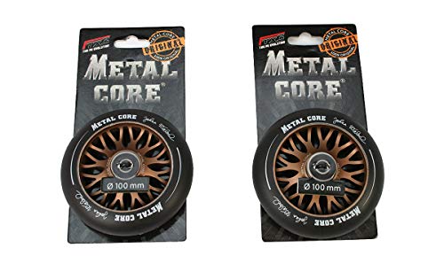 Metal Core Pack 2 Ruedas Rueda Johan para Scooter Freestyle, Diámetro 100 mm (Brown)