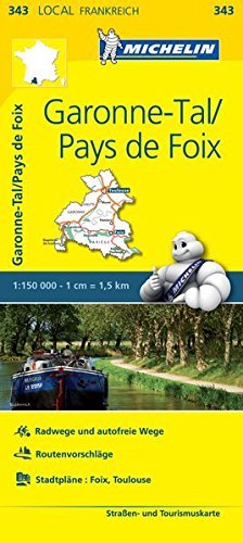 Michelin Garonne-Tal - Pays de Foix 1 : 150 000: Straßen- und Tourismuskarte: 343