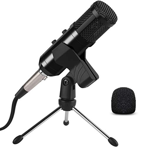 Microfono PC con Reverberación, AGPTEK Profesional Microfono Condensador USB con Trípode, Grabación Cardioide, Ideal para YouTube, Skype, Grabar