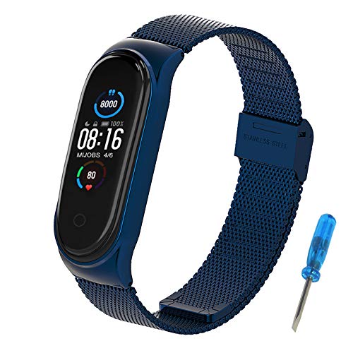 Mijobs Correas de Mi Band 3 Mi Band 4 Correa Bracelet, Milan Loop Reloj Pulsera de Ajustable de Acero Inoxidable para Mi Band 4 Mi Band 3 (No Host)