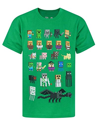 Minecraft Sprites Boy – Camiseta de Manga Corta para Mujer Verde Verde 9-10 Años