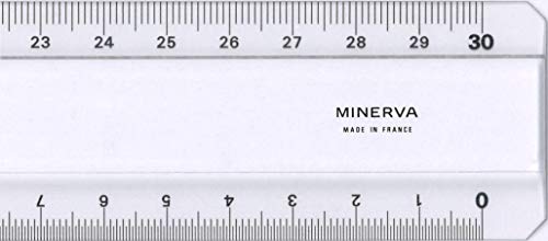 Minerva 5201 - Regla doble (Altuglas fotograbado, con botón antimanchas), color blanco
